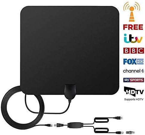 Indoor TV Aerial, Freeview Aerial Indoor 50+ Miles Range Digital TV Antenna,4K 1080P TV Indoor Aerial HDTV Antenna with 13 Feet Cable and Detachable Amplifier Signal Booster