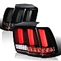 SPEC-D TUNING Glossy Black Housing Smoke Lens Sequential LED Bar Tail Lights Compatible with 1999-2004 Ford Mustang , Left + Right Pair Assembly