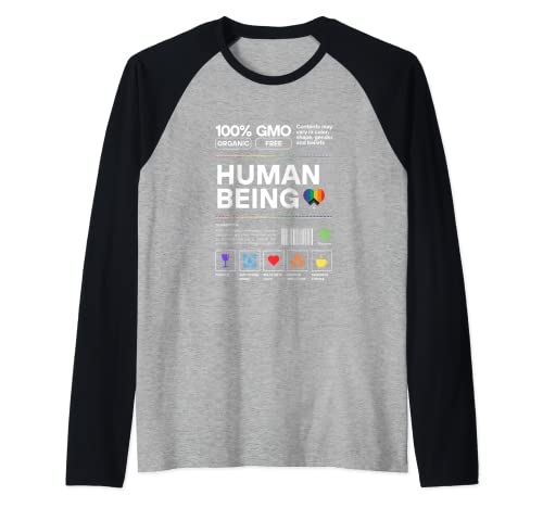 T-shirt « Human Being Label Humanity First Pride Month » Manche Raglan