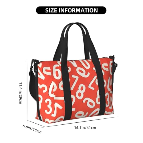 Numbers Arts Print Tote Crossbody Travel Bag with Zip Casual Handbag for Weekend Trips and Gym Shopping, Black, One Size, Travel Tote4