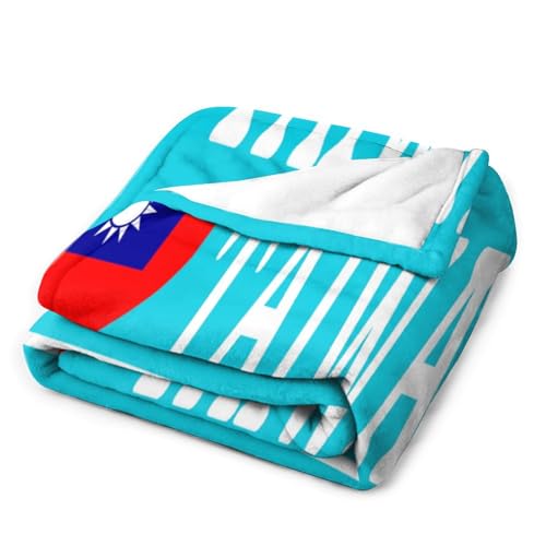 Couverture drapeau Taiwan en peluche douce 101x127 cm pour lit et canapé