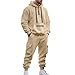 MEDUOLA Herren Kapuzenpullover und Hose 2-teiliges Set, Y2K Street Style Hoodie und Jogginghose Set, Herren pullover mit Taschen Trainingsanzüge XL,Khaki