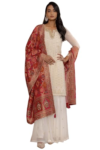 Image of Soch Womens Georgette Embroidered Suit Set With Beads And With Stones