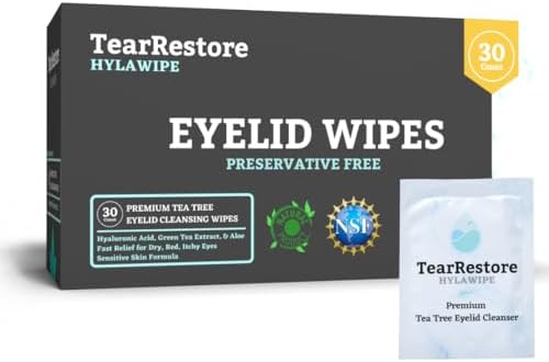 TearRestore Eyelid Wipes HylaWipe with Tea Tree Oil for Blepharitis 30ct