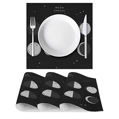 Sets de table phases de lune lot de 4 napperons antidérapants 30,5 cm pour table à manger - 5