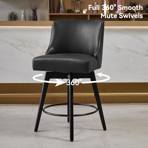 Image of 26 inch Counter Height Swivel Bar Stools, Set of 6, Black
