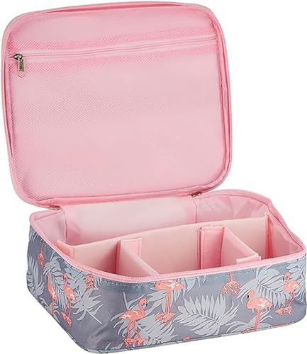 SKY-TOUCH Large-capacity Travel Makeup Cosmetic Bag Shower Bags,Portable and Large Capacity Travel Shower Toiletries Organizer for Women,Flamingo,20×20×10cm，Multi Color