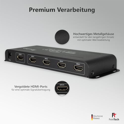 FeinTech VSW14100 HDMI 2.1 Switch 4K 120Hz Ultra-HD 4x1 Umschalter automatisch 8K 4 in 1 Out für Xbox PS5 TV Monitor HDR VRR 40Gbps