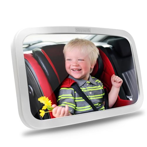 Image of Shynerk Baby Car Mirror, Safety Car Seat Mirror for Rear Facing Infant with Wide Crystal Clear View, Shatterproof, Fully Assembled, Crash Tested and Certified