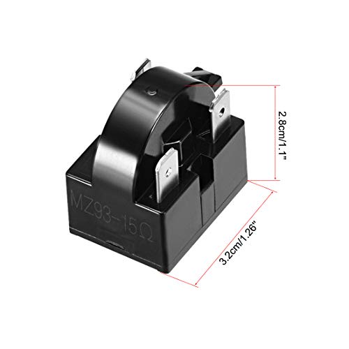 sourcing map 2 Stück 3 Pin Anlasser Relais, 15 Ohm Kühlschrank Gefrierschrank Kompressor Überlastschutz für Kühlschränke Gefrierschränke
