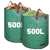 Dntorx Gartensack 2x500L, Stabiler Gartenabfallsack mit Griffen Selbststehend Laubsack Wasserdicht Faltbar Wiederverwendbar aus Polypropylen-Gewebe 150GSM für Grünschnitt Gras Laub Gartenabfälle