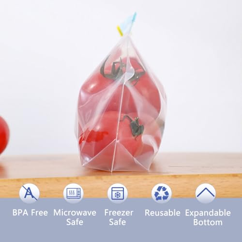 SHSMPXOY Worki do zamrażania, z zamkiem błyskawicznym, wielokrotnego użytku, na kanapki (3,5 l, 1 l, 0,5 l), torba na przekąski, bez BPA, świeższe, na owoce, mięso, ziarna, warzywa, cukierki