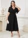 SHESTARR Plus Size Womens Dresses Wedding Guest Elegant V Neck Short Sleeve Flowy A-Line Split Cocktail Evening Maxi Dress Black