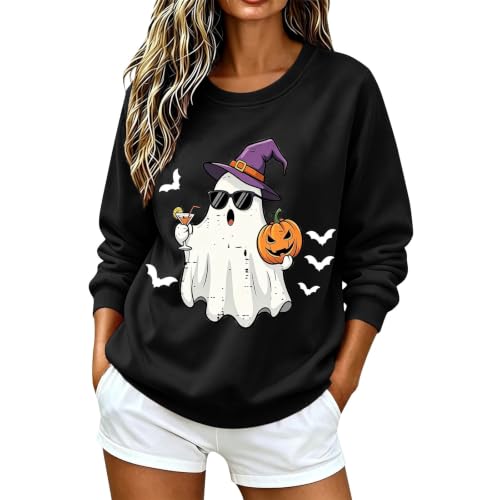 Womens Hoodies Long Sleeve Crew Neck Sweatshirts for Women Uk Halloween Cute Print Sweatshirts Comfortable Headless Halloween Hoodie Lightweight