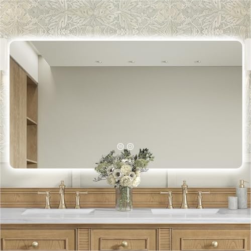 nolsia 48" x 36" Frameless LED Bathroom Mirror with Lights, HD Reflection