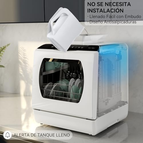 Miniatura 7 de Hermitlux Mini Lavavajillas, Lavavajillas Compacto, Para Usar Con O Sin Grifo, 43 Cm De Ancho, Para 4 Juegos, Apto Para Camping Lavavajillas Portatil, 175 Kwh Año, Blanco