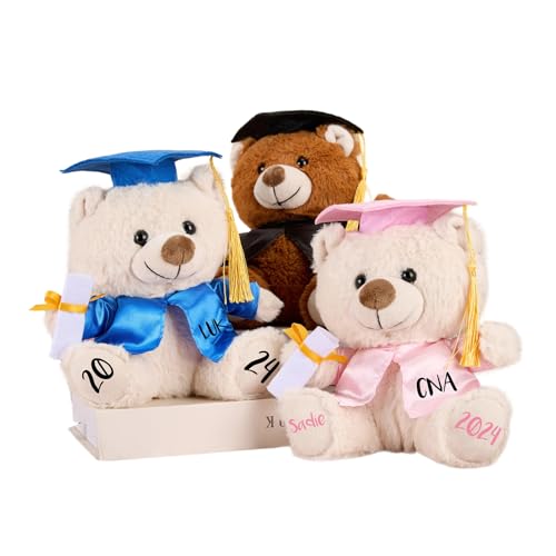 Personalized Graduation Teddy Bear Gift with Text/Name/Date, Graduation Bears Class of 2024, Graduation Gifts for College, High School, Teddy Bear Stuffed Animal 2024 for Her, for Him