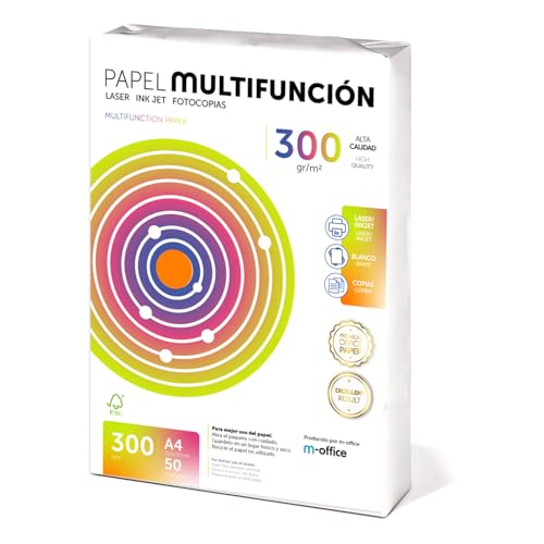 Feuilles A4 300 g 50 Feuilles Papier Multifonction pour Imprimantes Laser et Jet d’Encre Photocopieur Bureau Fournitures Scolaires – m-office (50 Feuilles...