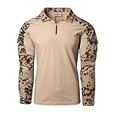 FLECKTEX® Combat Shirt Tropentarn 5FTD Flecktarn Schwarz Tactical Shirt Outdoor Kampfbluse Herren Langarm (3FTD Tropentarn, L)