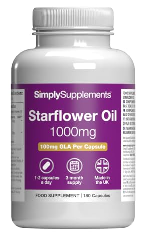 Starflower Oil 1000mg | High Strength Borage Oil Softgels with GLA | 180 Softgels | Cold-Pressed | Made in The UK