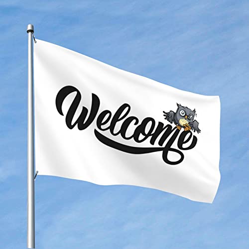 COTECI 面白いハロウィンフラッグ ウェルカムオータムフクロウフラッグ オフィス装飾 男性用 マニーフラッグ (サイズ:30X45CM)