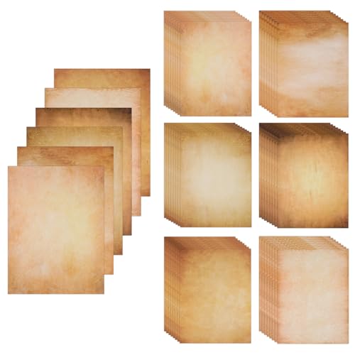 Konsait 48 Sheets Vintage Stationery Paper 8.5 x 11, Double Sided Decorative Printer Paper Old Looking Antique Papers for Letter Writing Scrapbooking Invitation 6 Designed