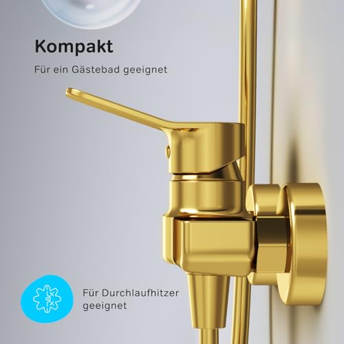AM.PM X-Joy - Einhand-Brausebatterie Gold, Duscharmatur Einhebelmischer, Mischbatterie Dusche, Brausearmatur für Badezimmer