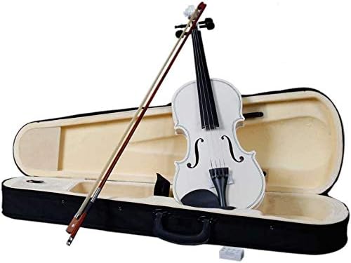 Acoustic Violin Full Size Fiddle with Bow Rosin Carrying Case Solid Wood Instrument for Beginner Adult Boys Girls Children Kids (4/4, White)