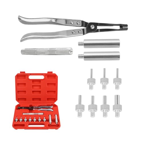 Sandfren 11PCS Car Valve Stem Seal Remover and Installer Tool Kit, Vehicle Valve Stem Seal Disassembly Plier with Drive Handle Socket Adapter, Auto Repair Maintenance Tool, Fit Most Engines