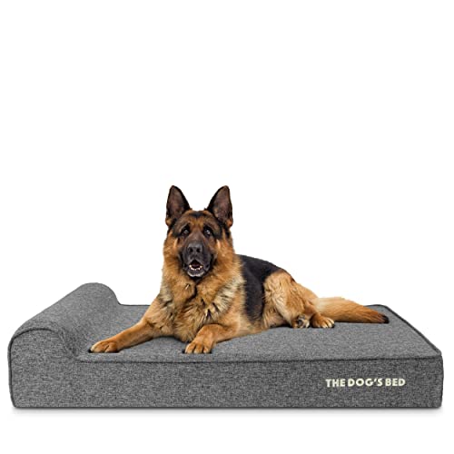 The Dog’s Bed Orthopedic Headrest Dog Bed XL Linen Grey, Memory Foam, Pain Relief for Arthritis, Hip & Elbow Dysplasia, Post Surgery, Lameness, Waterproof Washable Cover