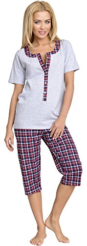 Be Mammy Premamá Pijama Dos Piezas Lactancia Ropa de Cama Maternidad Mujer H2L2N2 (Melange, M)