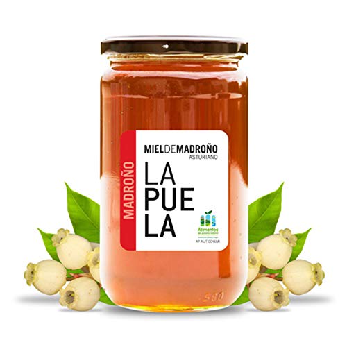 LA PUELA Miel de Madroño 100% Natural Origen España. Miel Pura de Abeja con Aroma Floral y Sabor Amargo. Tarro de Cristal de 750 Gr Cover