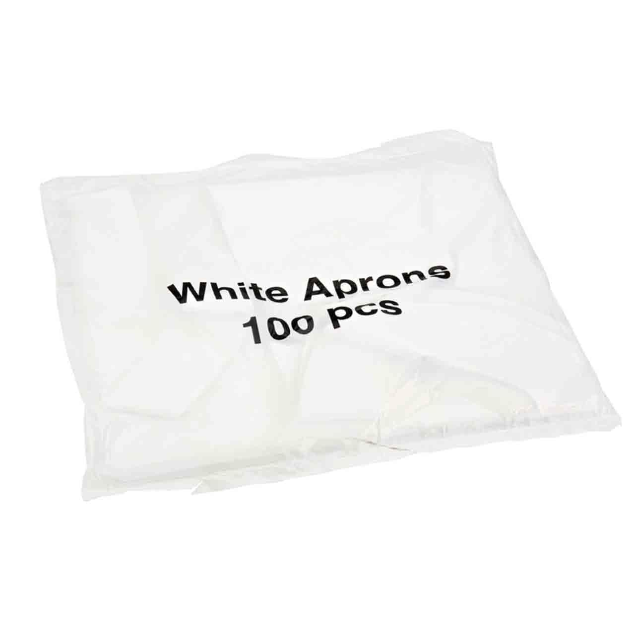 Generic Lot de 100 tabliers jetables pour adultes – Blanc, imperméable, protection contre les virus médicaux, tabliers PPE jetables – Tabliers jetables à usage unique en polyéthylène MDPE