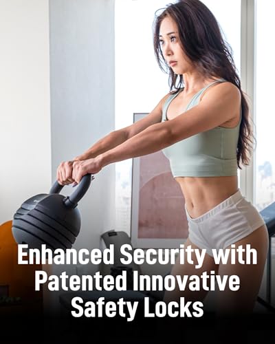 Image of BYZOOM FITNESS Pure Series Adjustable Kettlebell 30 /40 /50LB - 5-IN-1 Weight Change, Patented Quick-Change Machenism, Ergonomic Curved Handle for Home Gym, Strength Training, HIIT, White OR Black