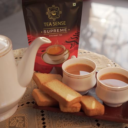 Image of TEA SENSE Supreme Dust Tea Powder | 250 g X 2 Pouch | Premium & Strong Assam Chai | Rich Flavour & Kadak Taste | Chaipatti