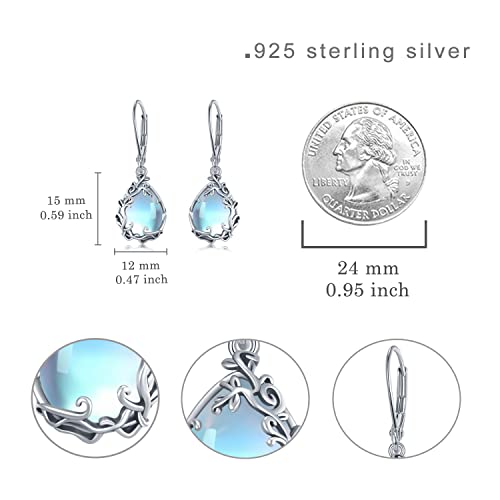 Butterfly/Fan/Mermaid Tail/Dragonfly/Celtic/Moonstone/Black Onyx/Moss Agate Teardrop Drop Dangle Earrings Jewelry Gifts for Women Mom Wife4