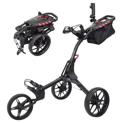 Newfly 3-Wheel Golf Trolley Ultra-Lightweight Folding Size， With Foot Brake-Easy to Open & Close Golf push cart，With Umbrella Holder and Storage Bag (Black)
