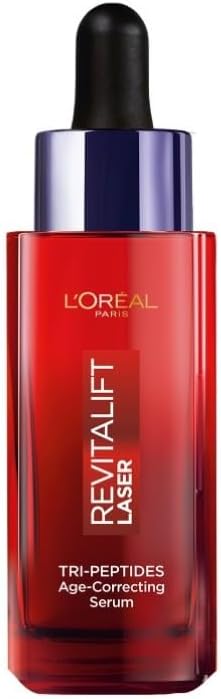 L’Oréal Paris Revitalift Laser Tri-Peptides Age-Correcting Serum, Clinically Proven, Firms, Plumps and Evens the Skin, Formulated with Peptides, Hyaluronic Acid, and Vitamin C, 30ml