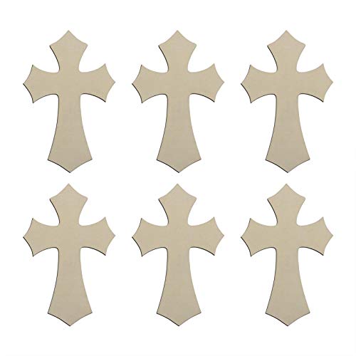 Creaides Wooden Cross Diy Crafts Cutouts Cross Shaped Unfinished Wood Slices Embellishments Ornaments For Diy Projects Halloween Christmas Party Decorations (5X7.9 In, 6 Pcs) #TOP21