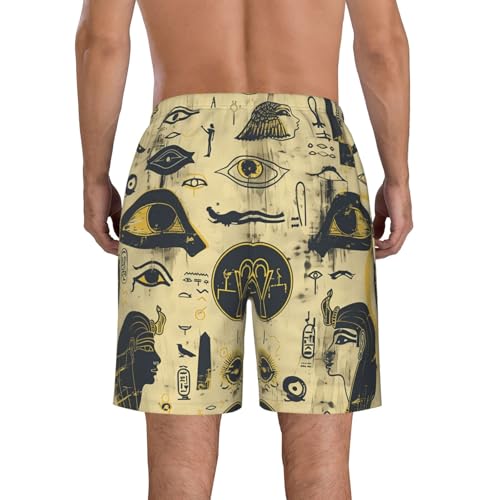 Men's Quick Dry Swim Shorts Egyptian Hieroglyphs Mystical Eye Pharaoh Scarab Vintage Beach Trunks with Pockets2