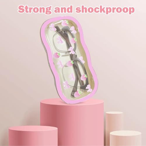 Image of 6 Pcs Glasses Case Hard Shell Clear Eyeglass Case for Women,Pink Bow Clear Eyeglass Case,Cute Durable Plastic Glasses Holder with Magnetic Closure