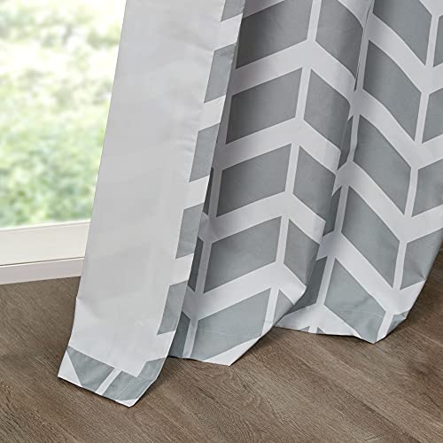 Intelligent Design Yellow In Grey Chevron Printed Curtains For Living Room Or Bedroom, Modern Contemporary Grommet Room Darkening Curtains, 42X84, 2-Panel Pack #TOP6