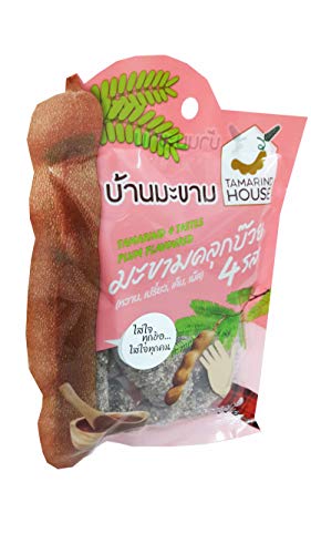 2 Packs of Tamarind 4 Tastes - Plum Flavoured, Sweet, Sour, Salty, Spicy. Selected premium Delicious fruit snack by Tamarind House Brand, Thailand. (90 g./pack)