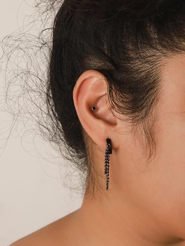 Sacina Huggie Hoop Earrings, Gothic Emo Punk Grunge Earrings, Goth Jewelry, Christmas Jewelry Gifts for Women4