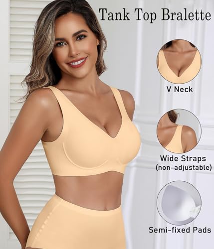 Image of Avidlove Wireless Bras for Women Comfortable Jelly Bra Deep V Seamless Bralette Full Coverage Padded Bralette Everyday