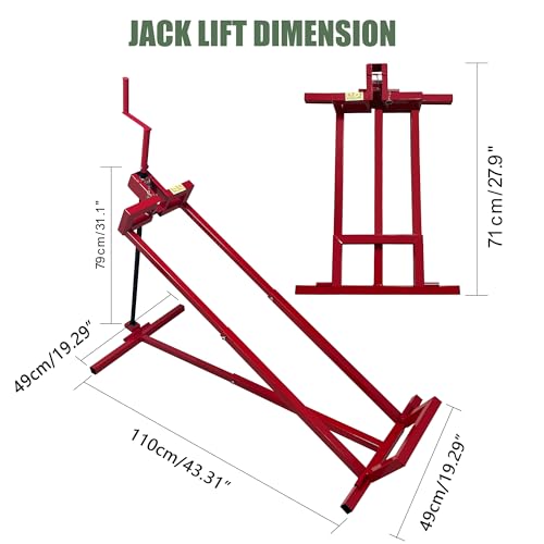 Lawn Mower Lift Jack, 890 Lbs Capacity Telescopic Maintenance Jack with Manual Handle & Power Tool Extension Handle,Adjustable Height-Lawn Mower Lift Table for Garden Tractors/Riding Lawn Mower - Thumbnail 2