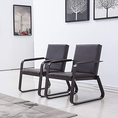 Bestmart PVC Leather Office Reception Chair Executive Side Waiting Room Visitor Guest Sofa,Dark Brown(2 Seat)