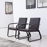Bestmart PVC Leather Office Reception Chair Executive Side Waiting Room Visitor Guest Sofa,Dark Brow