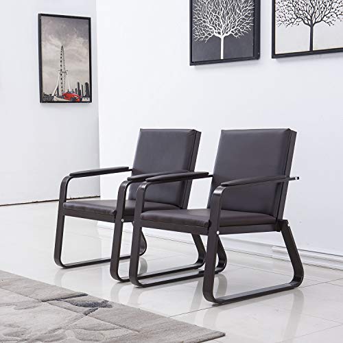 Bestmart Pvc Leather Office Reception Chair Executive Side Waiting Room Visitor Guest Sofa,Dark Brown(2 Seat) #TOP2