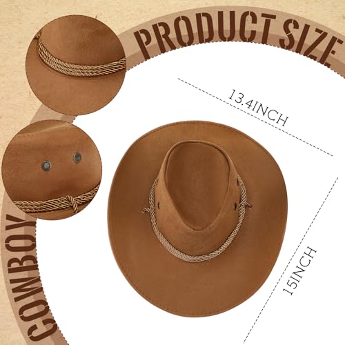 Image of Haysandy Halloween Men Cowboy Costume Hat with Bandana Belts Cowboy Cowgirl Hat Wide Cowgirl Brim Costume Accessories